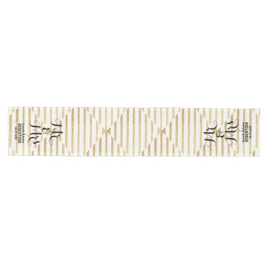 Chemin De Table Moyen Brosses modernes bandes or mariage (Horizontal)