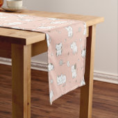 Chemin De Table Moyen Chats à Doodles Whimsical - Rose (In Situ)
