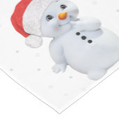 Chemin De Table Moyen Cher bonhomme de neige et boule d'or sur blanc (Coin)