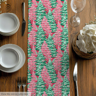 Chemin De Table Moyen Chic nappe de Noël rose vert prépa
