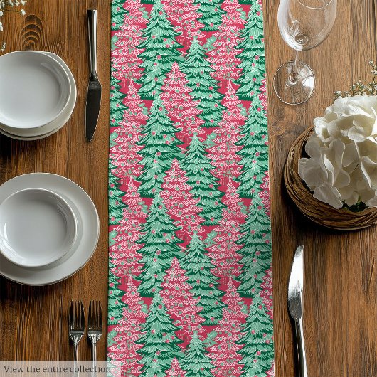 Chemin De Table Moyen Chic nappe de Noël rose vert prépa