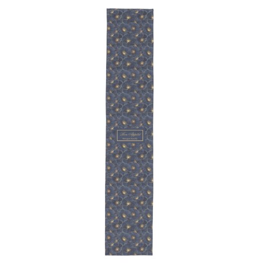 Chemin De Table Moyen Chic Navy Gold Botanical Table Style (Devant)