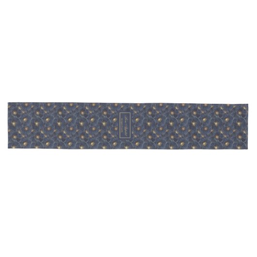 Chemin De Table Moyen Chic Navy Gold Botanical Table Style (Horizontal)