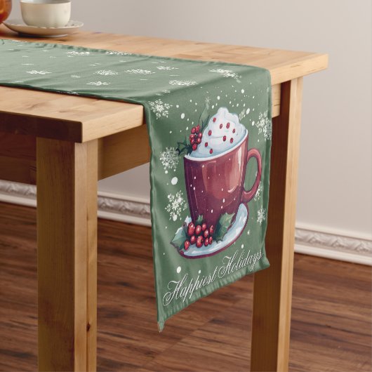 Chemin De Table Moyen Christmas Cup of Hot Chocolate | Green (In Situ)