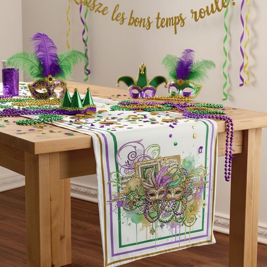 Chemin De Table Moyen Collage éclaboussé Mardi Gras