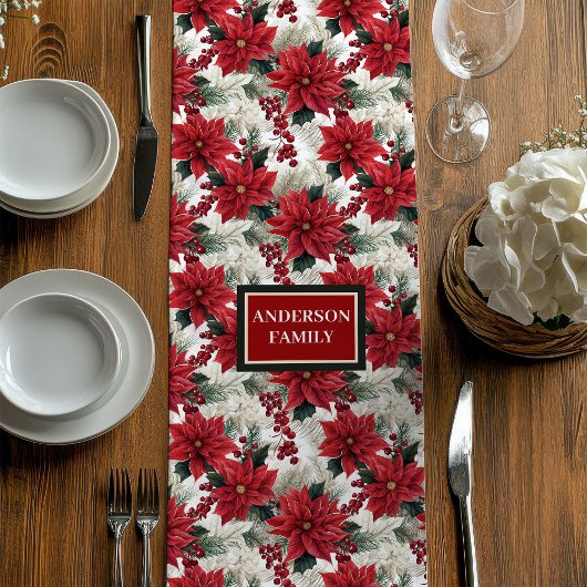 Chemin De Table Moyen Couleur de Noël Personnalisée Coureur Rouge Vert C