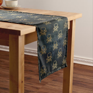 Chemin De Table Moyen Crânes Et Os De Pirates Vintages Et Noirs