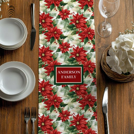 Chemin De Table Moyen Custom Name Table Runner Classic Holiday Flowers