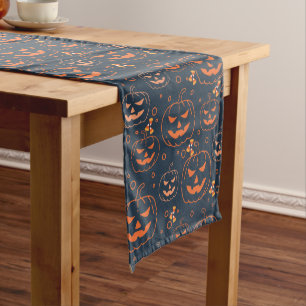 Chemin De Table Moyen Cute Éffrayant Effrayant Halloween Citrouilles et 