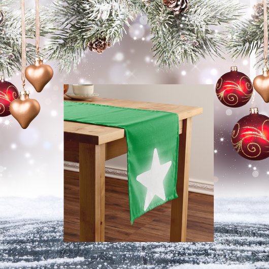 Chemin De Table Moyen Décor blanc simple Noël vert |