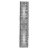 Chemin De Table Moyen Élégant Argent Et Noir Damas & Stripes (Devant)