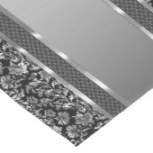 Chemin De Table Moyen Élégant Argent Et Noir Damas & Stripes (Coin)