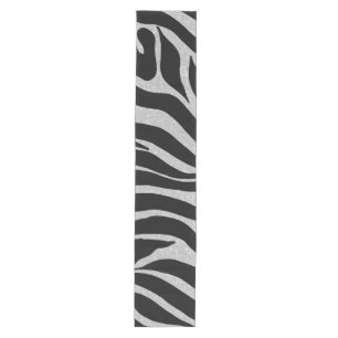 Chemin De Table Moyen Elégant Parties scintillant noire Silver Zebra Po