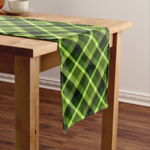 Chemin De Table Moyen Elégant Pois vert Plaid Imprimé Moyen Table Runner