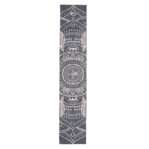 Chemin De Table Moyen Elégant Rose Gold Mandala Gray Nebula Design