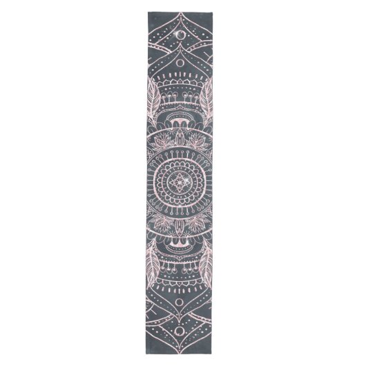 Chemin De Table Moyen Elégant Rose Gold Mandala Gray Nebula Design (Devant)