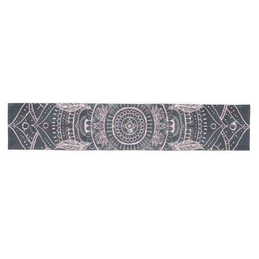 Chemin De Table Moyen Elégant Rose Gold Mandala Gray Nebula Design (Horizontal)