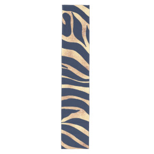 Chemin De Table Moyen Elégante Parties scintillant d'or Zebra Nay-Blue 