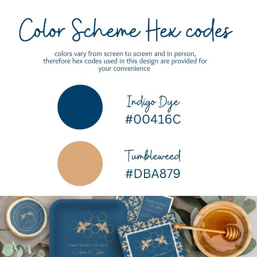 Chemin De Table Moyen Fête de mariage Indigo & Honeycomb Golden Bee