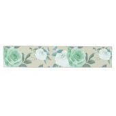 Chemin De Table Moyen fleuri vert et blanc (Horizontal)