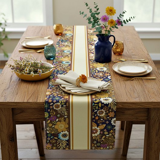 Chemin De Table Moyen Fleurs d'automne dorées