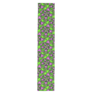 Chemin De Table Moyen Fleurs fractales Abstraites de néon rose vert