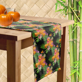 Chemin De Table Moyen Fleurs Tropicales Citrouilles Thanksgiving