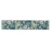 Chemin De Table Moyen Floral Abstrait moderne bleu vert jaune blanc (Horizontal)