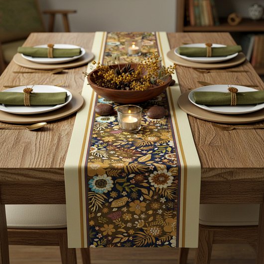 Chemin de table moyen floral automne doré