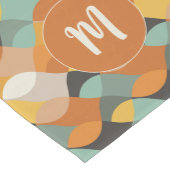 Chemin De Table Moyen Formes ovales rétro Orange Turquoise or Monogramme (Coin)