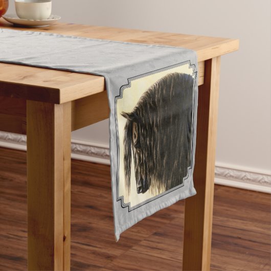 Chemin De Table Moyen Friesian Draft Horse Silver Grey (In Situ)