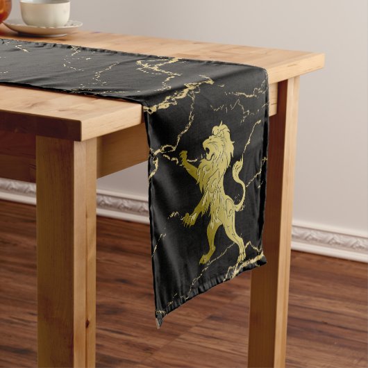 Chemin De Table Moyen Golden Royal Lion Marbre noir (In Situ)
