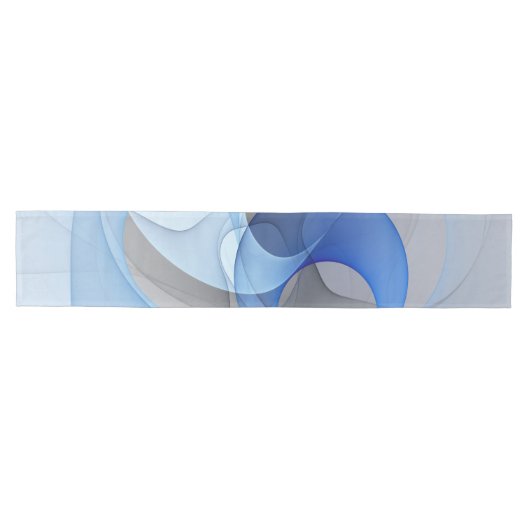 Chemin De Table Moyen Graphique d'art fractal gris bleu Abstrait moderne (Horizontal)