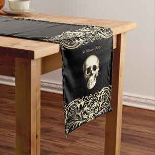 Chemin De Table Moyen Halloween crâne gothique Personnalisé