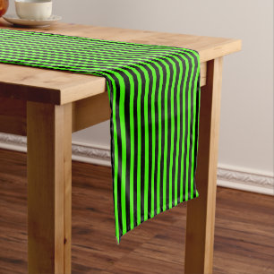 Chemin De Table Moyen Halloween Slime Green et Black Stripe