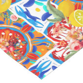 Chemin De Table Moyen italien, été, agrumes, motifs floraux   (Coin)
