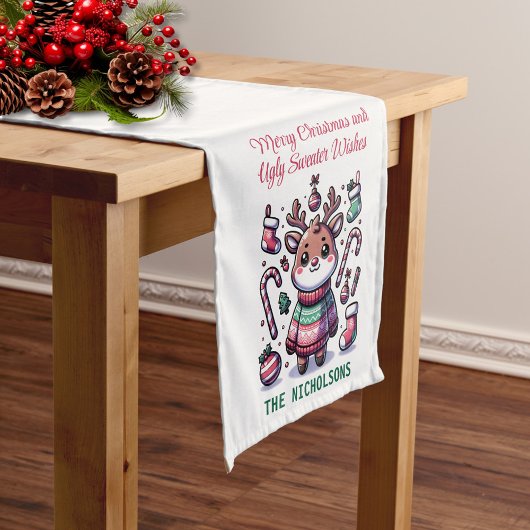 Chemin De Table Moyen Joyeux Noël et vilains voeux de Sweat Reindeer