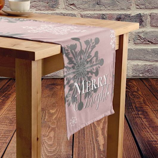 Chemin De Table Moyen Joyeux rose et flèches de neige brillantes Noël