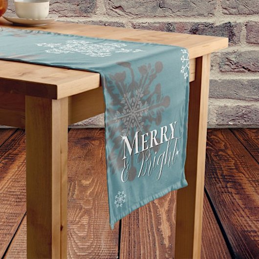 Chemin De Table Moyen Joyeux turquoise et Feux de neige brillants Noël