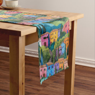 Chemin De Table Moyen Maisons toscanes colorées