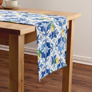 Chemin De Table Moyen Majolica, citron, carreaux siciliens,
