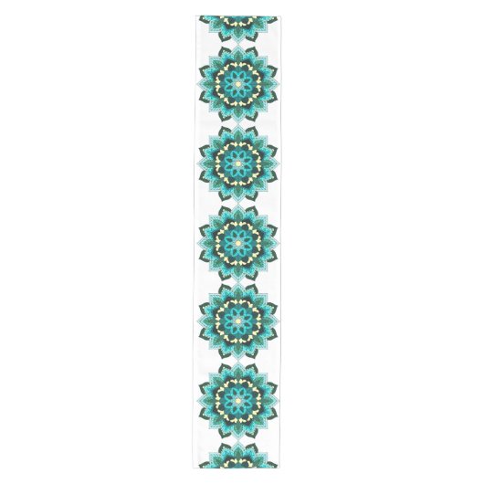 Chemin De Table Moyen Mandala Motif 02 en aqua (Devant)