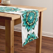 Chemin De Table Moyen Mandala Motif 02 en aqua (In Situ)