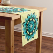 Chemin De Table Moyen Mandala Motif 02 en aqua Medium Table Runner (In Situ)