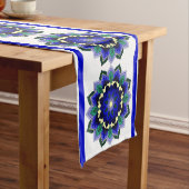 Chemin De Table Moyen Mandala Motif 02 en bleu foncé Medium Table Runne (In Situ)
