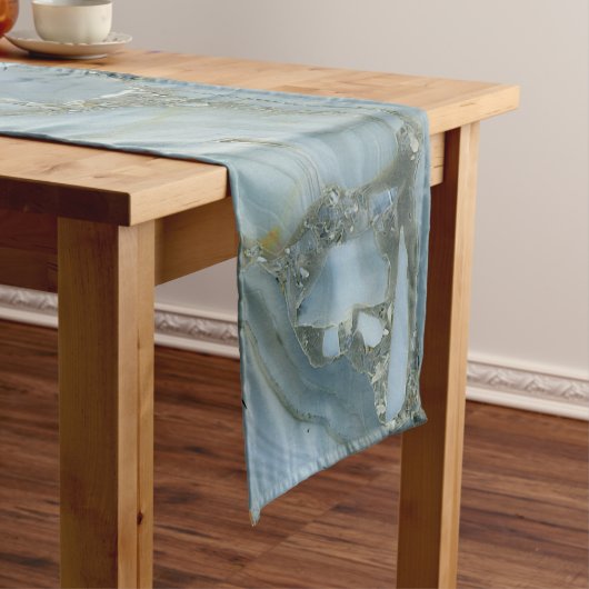 Chemin De Table Moyen Marbre gris bleu avec Veine or (In Situ)