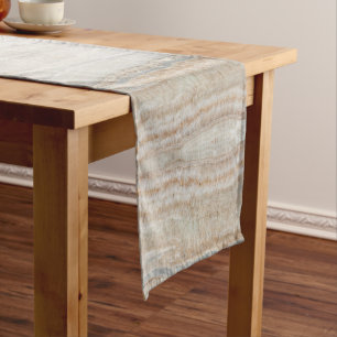 Chemin De Table Moyen marbre gris clair et blanc minimaliste, moderne et