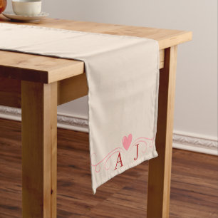 Chemin De Table Moyen Mariage de Monogramme Rustique Moderne Champagne