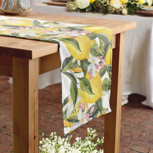 Chemin De Table Moyen Mariage ou Fête de Fiançailles au Citron Floral Aq