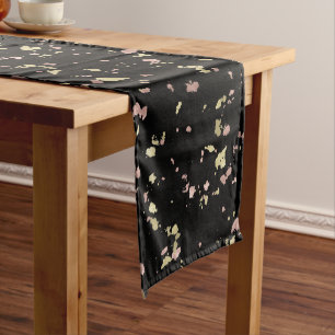 Chemin De Table Moyen Matte Gold et Rose Gold Flakes Noir